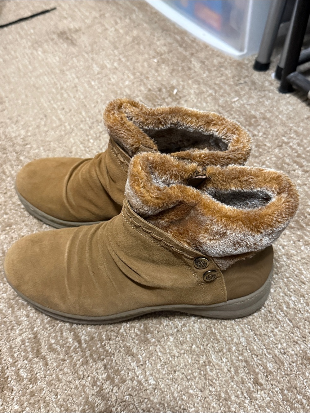 BareTraps Women's Tan Suede Faux-Fur Ankle Boots